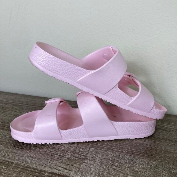 Slide Sandals Stoney Clover Lane Shoes Open Toe Heart Womens Size 8 Pastel‎ Pink - Picture 9 of 10